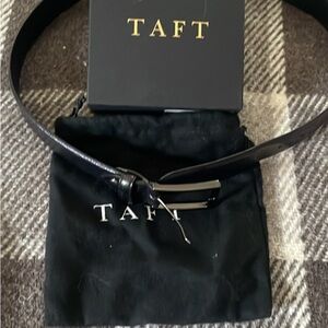 TAFT Elegant Black Belt with Silver Buckle